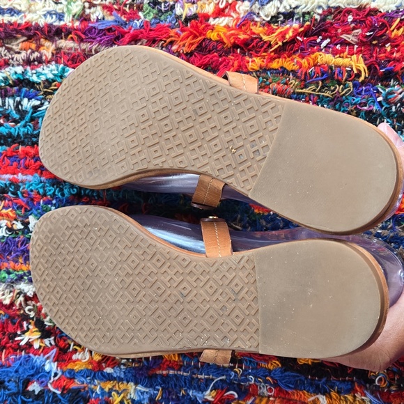 Tory Burch Cognac Brown Leather Miller Medallion Slip-on Flip Flop Sandal - Picture 9 of 17